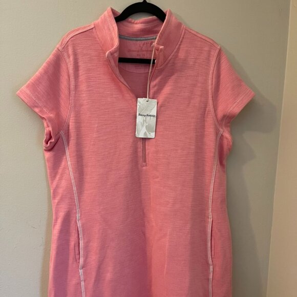 NWT Tommy Bahama Tobago 1/2 Zip Dress - Cabana Pink - XL - Picture 3 of 10